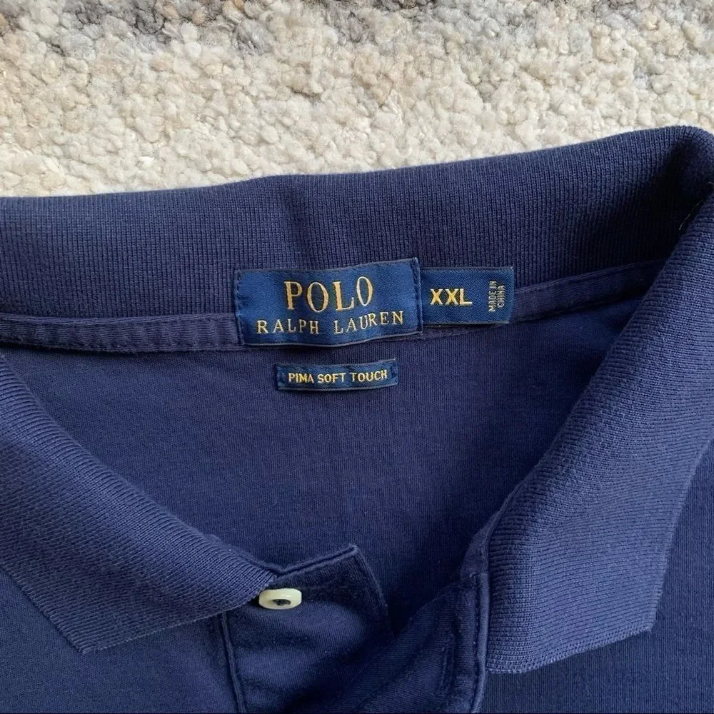 Polo Ralph Lauren Navy Long Sleeve Pima Soft Touch Polo XXL